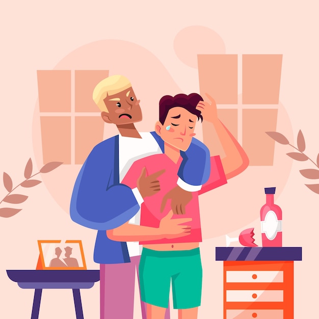 Ilustración de relación tóxica dibujada a mano