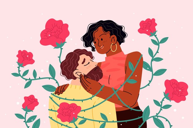 Ilustración de una relación tóxica dibujada a mano