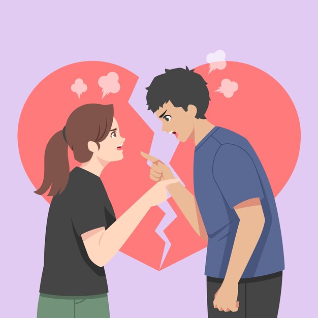 Ilustración de relación tóxica dibujada a mano