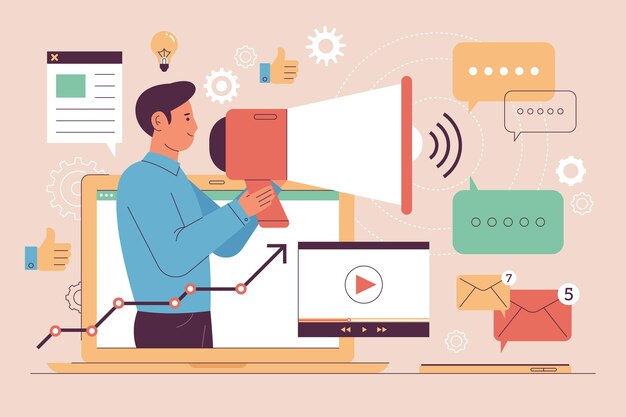 Ilustración de relaciones públicas planas orgánicas