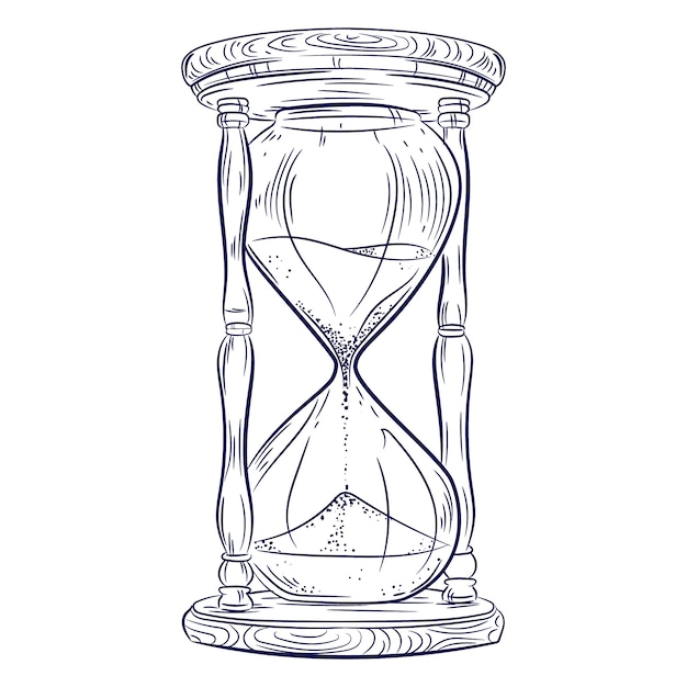 Ilustración de un reloj de arena dibujado a mano
