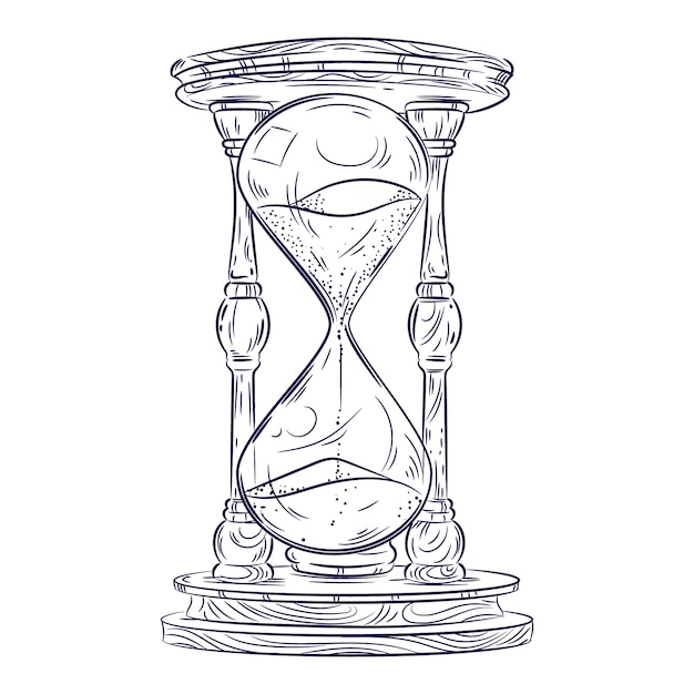 Ilustración de un reloj de arena dibujado a mano