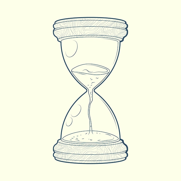 Ilustración de un reloj de arena dibujado a mano