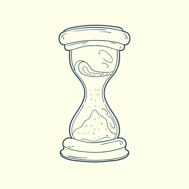 Ilustración de un reloj de arena dibujado a mano