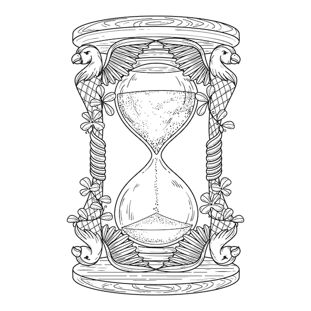 Ilustración de un reloj de arena dibujado a mano