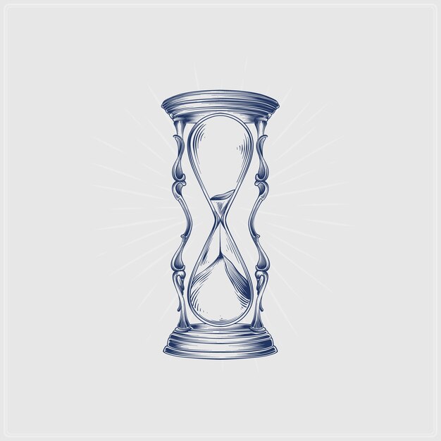 Ilustración de un reloj de arena dibujado a mano