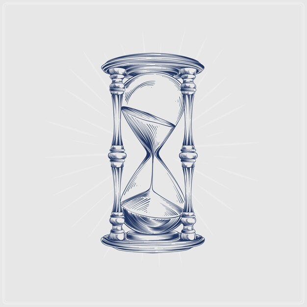 Ilustración de un reloj de arena dibujado a mano