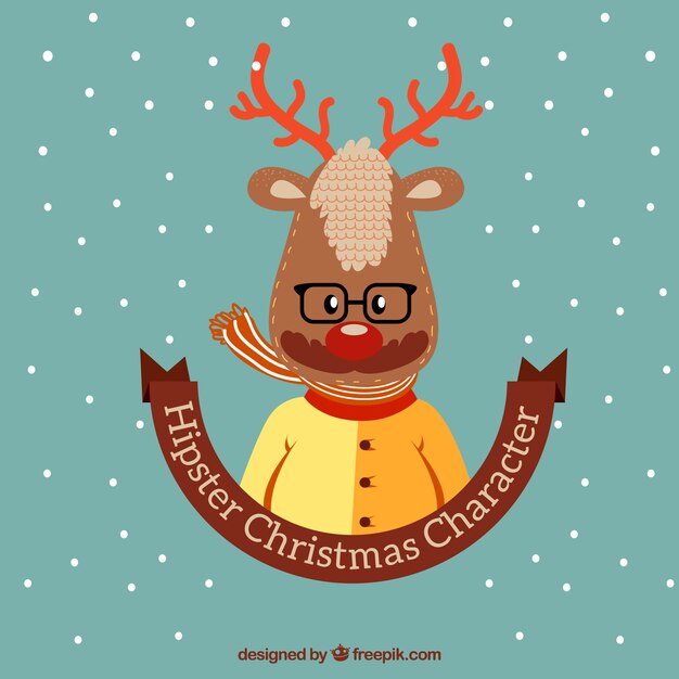 Ilustración de reno hipster navideño