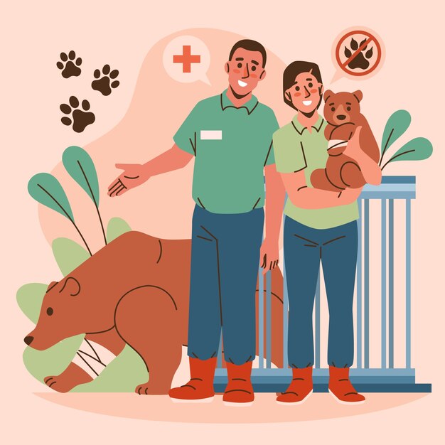 Ilustración de rescate de animales dibujados a mano