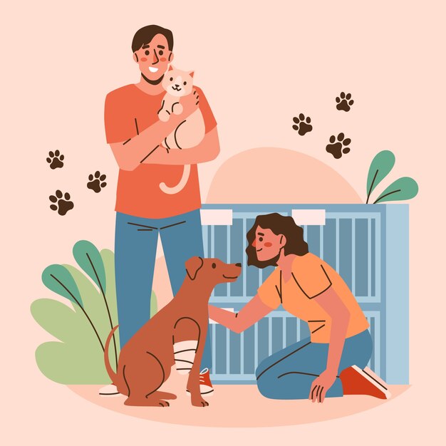 Ilustración de rescate de animales dibujados a mano