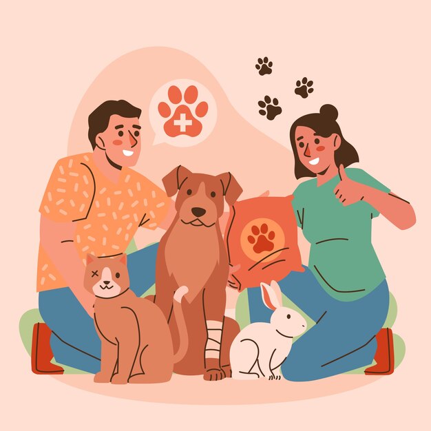 Ilustración de rescate de animales dibujados a mano
