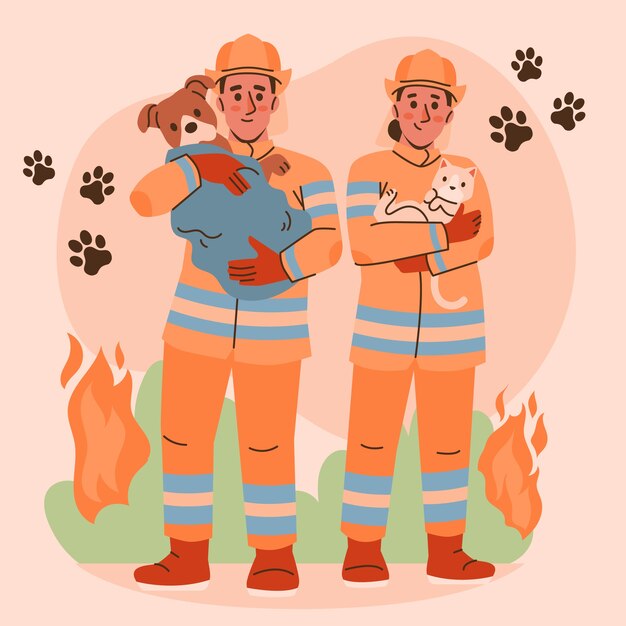 Ilustración de rescate de animales dibujados a mano