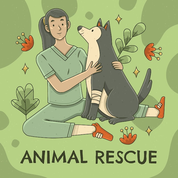 Ilustración de rescate de animales dibujados a mano