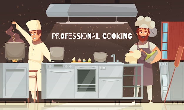 Ilustración de restaurante de cocina profesional