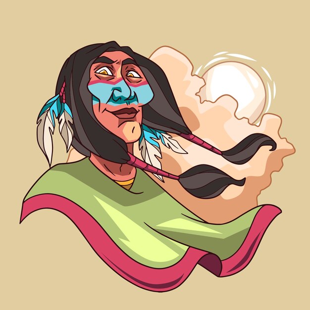 Ilustración de retrato de apache dibujado a mano