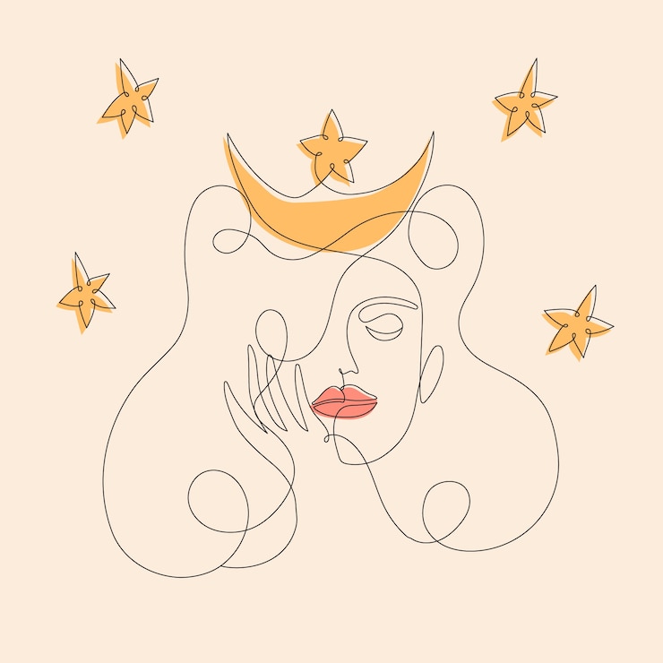 Vector gratuito ilustración de retrato de arte de una línea dibujada a mano