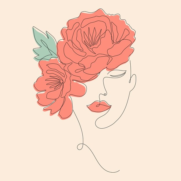 Ilustración de retrato de arte de una línea dibujada a mano