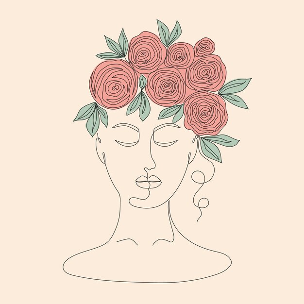 Ilustración de retrato de arte de una línea dibujada a mano