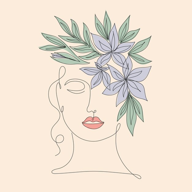 Ilustración de retrato de arte de una línea dibujada a mano