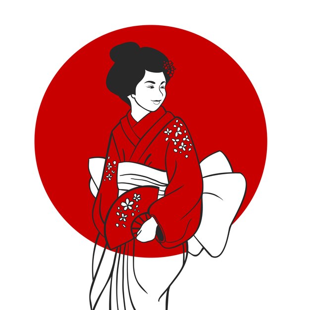 Ilustración retrato geisha