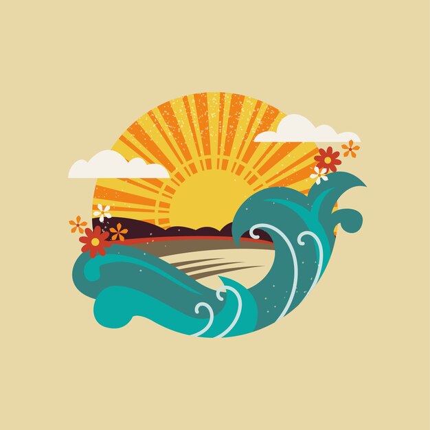 Ilustración retro dibujada a mano