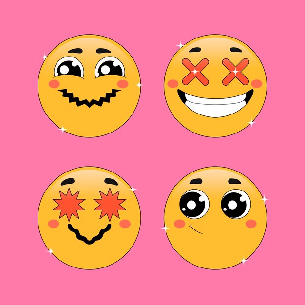 Ilustración retro de emojis sonrientes