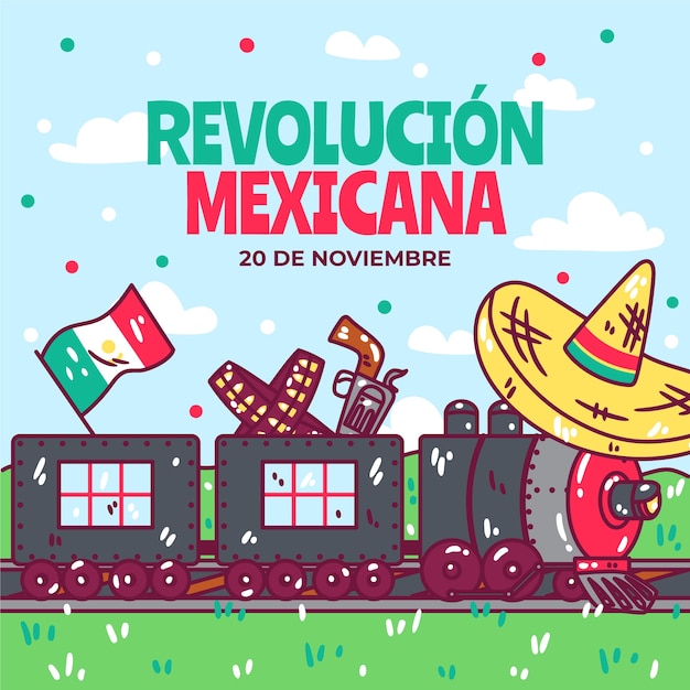 Ilustración de revolución mexicana dibujada a mano Vector Gratis