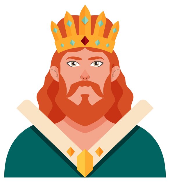 Ilustración de un rey real con una corona