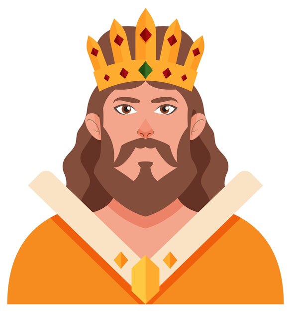 Ilustración de un rey real con una corona