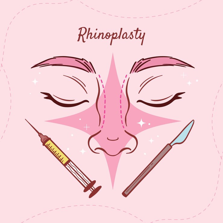 Vector gratuito ilustración de rinoplastia dibujada a mano