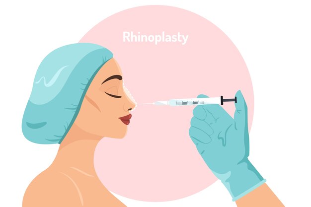 Ilustración de rinoplastia de diseño plano dibujado a mano