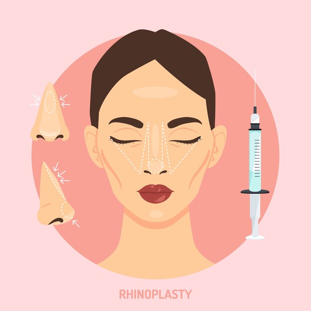 Ilustración de rinoplastia de diseño plano dibujado a mano