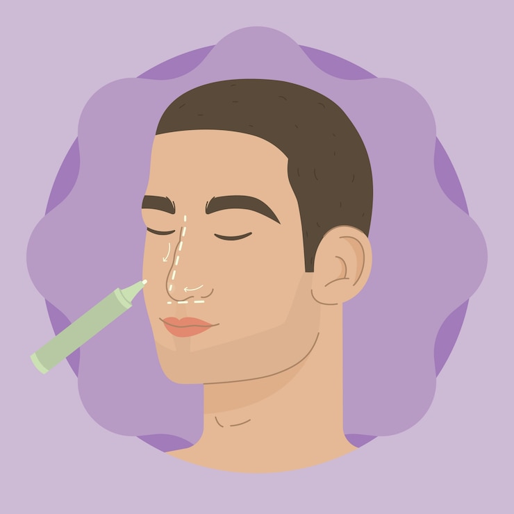 Vector gratuito ilustración de rinoplastia de diseño plano dibujado a mano