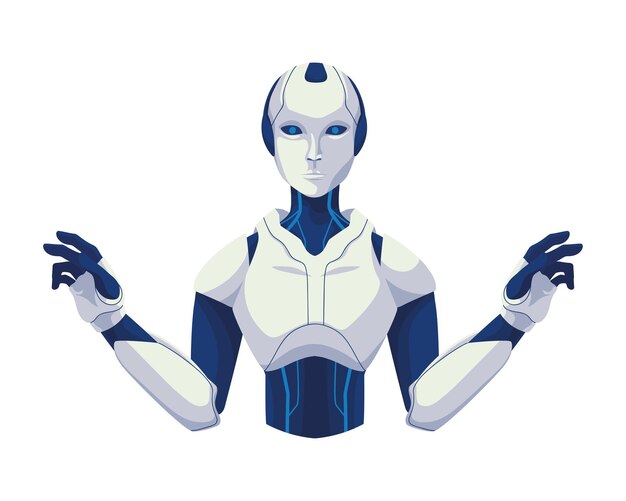 Ilustración de un robot cyborg de la tecnología ai