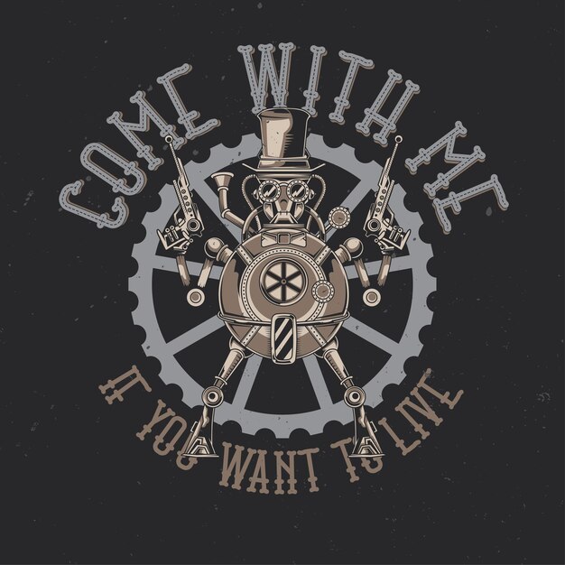 Ilustración del robot steampunk