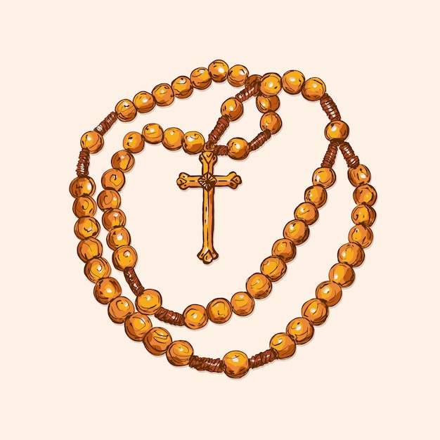 Ilustración de rosario dibujado a mano