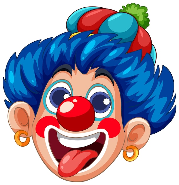 Ilustración de rostro de payaso colorido con cabello azul