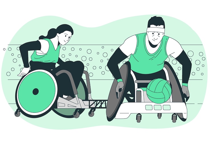 Vector gratuito ilustración de rugby en silla de ruedas