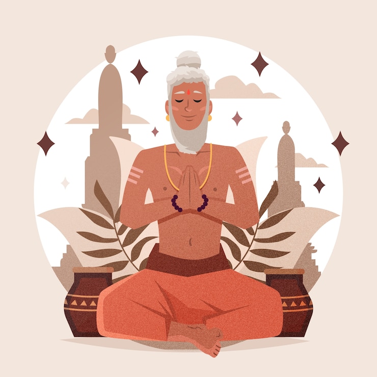Vector gratuito ilustración de sadhu dibujado a mano