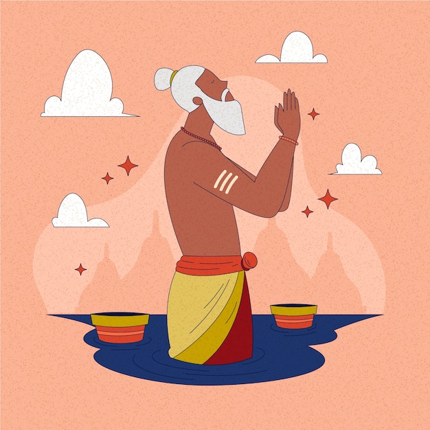 Vector gratuito ilustración de sadhu dibujado a mano