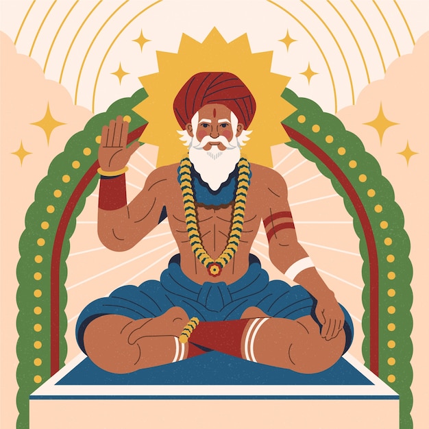 Vector gratuito ilustración de sadhu dibujado a mano