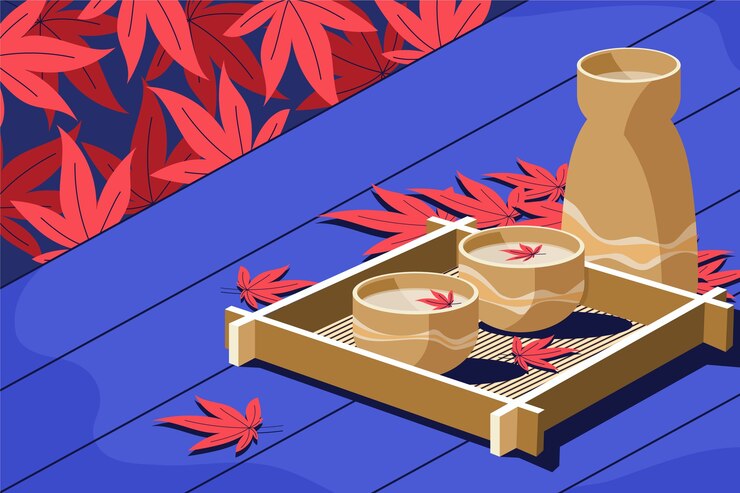 Vector gratuito ilustración de sake dibujado a mano