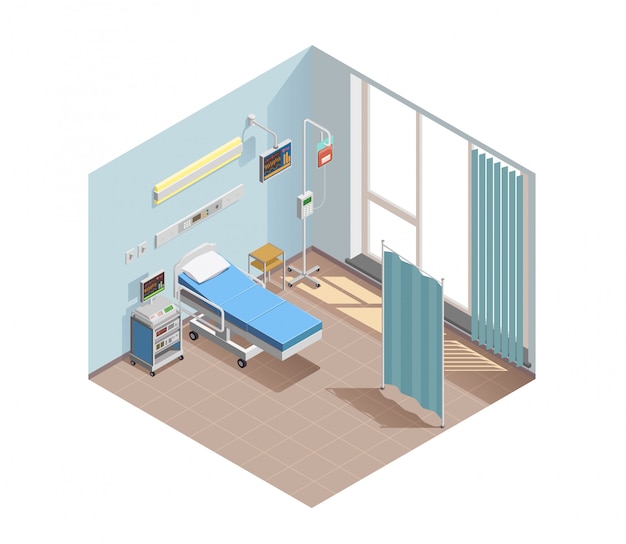 Ilustración de sala de equipos médicos