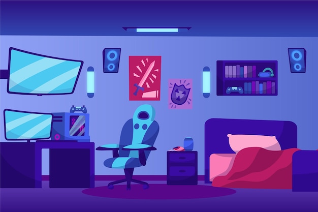 Ilustración de sala de juegos de dibujos animados