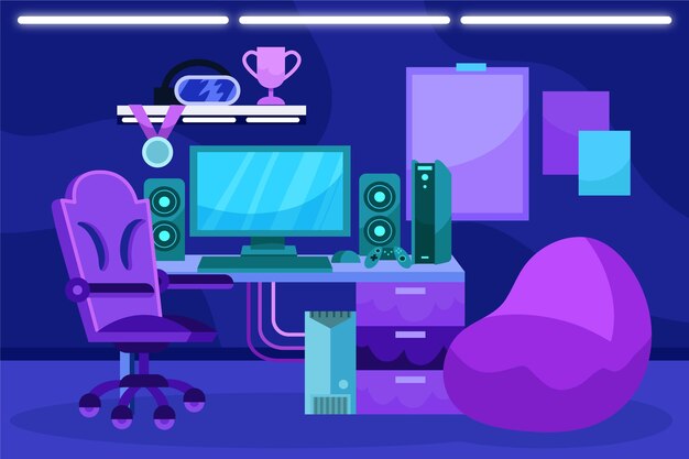 Ilustración de sala de juegos de dibujos animados