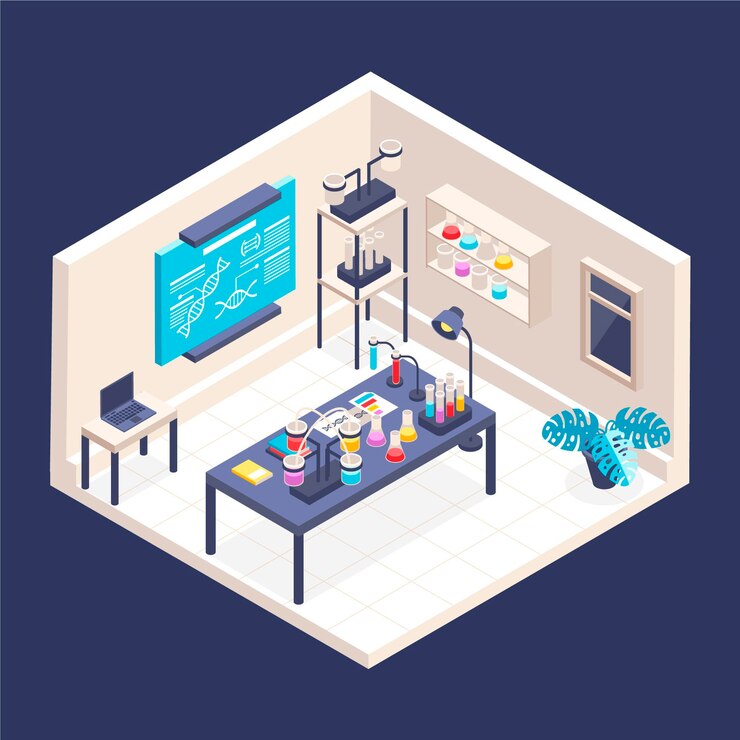 Vector gratuito ilustración de la sala de laboratorio
