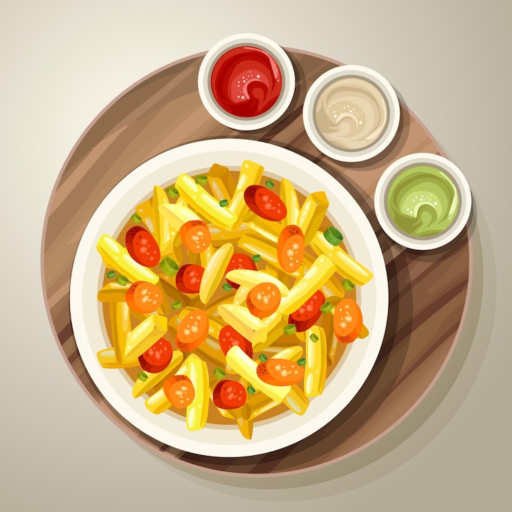 Vector gratuito ilustración de salchipapa dibujada a mano