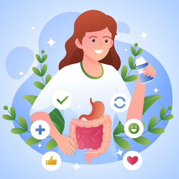 Vector gratuito ilustración de salud intestinal de gradiente