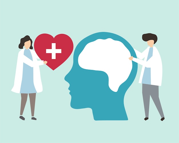 Ilustración de la salud mental y el desorden