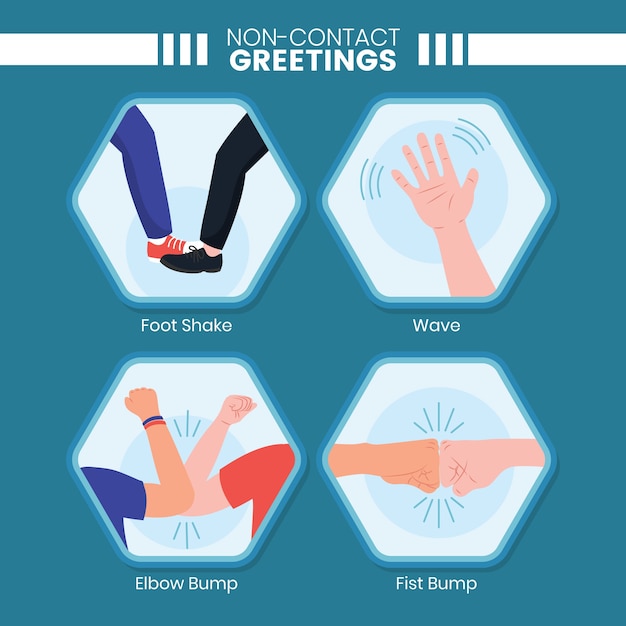 Vector gratuito ilustración de saludos sin contacto en forma de panal